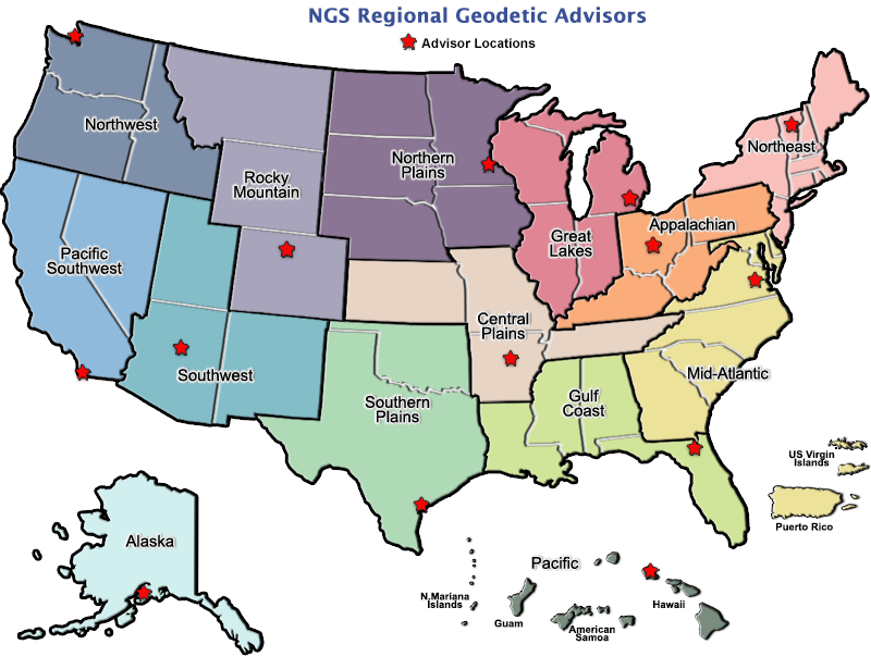 Regional Geodetic Advisors Map