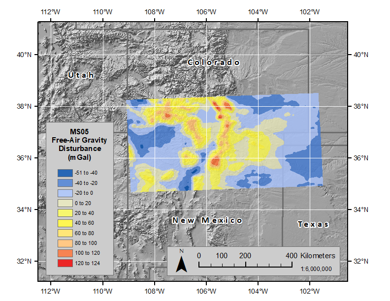 map of Free-Air Gravity Disturbance using Equal Interval Classification