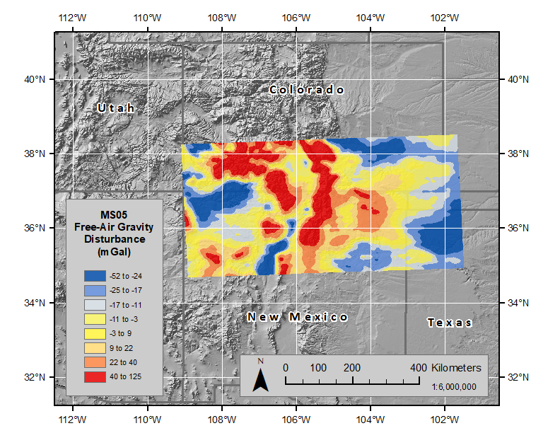 map of Free-Air Gravity Disturbance using Quantile Classification