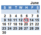 June 2013 Calendar June 2013 Calendar