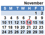 November 2013 Calendar November 2013 Calendar